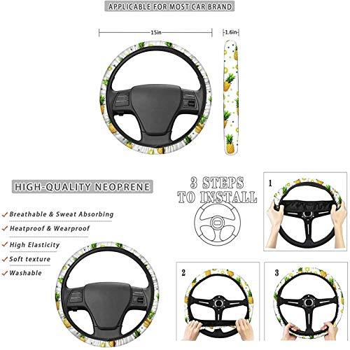 オンラインオファー Dolyues Beach Styleカーシートカバーフルセット女性旅行用、ヘッドレストカバー+ギアシフトノブカバー車用、Hawaii Resorts Sunset Coconut Treeステアリン