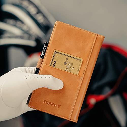 TORRO Golf Scorecard Holder-カードスロットと鉛筆ループ付き本革