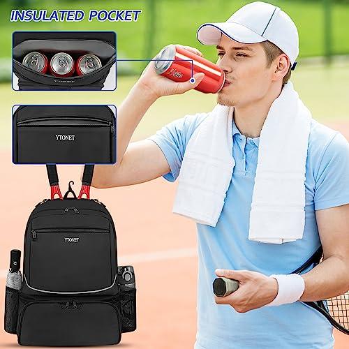 テニスバッグテニスバックパック女子男子用ラケット2個バトミントンスカッシュラケット、ピックルボールパドル、ボールの小物を入れるための断熱ポケットと テニスバッグテニスバックパック女子男子用ラケット2個バトミントンスカッシュラケット ピックルボールパドル