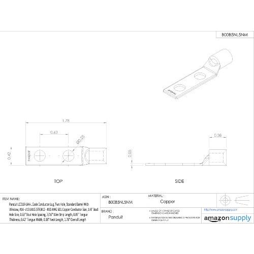 パンドウイット　国内正規品　銅製圧縮端子　2つ穴　50個入　標準バレル　LCD10-14A-L