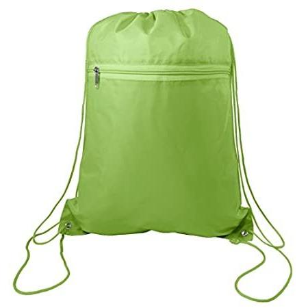 ［新品］(Lime) - (12 Pack) Set of 12- Economical Drawstring Polyester Backpack with