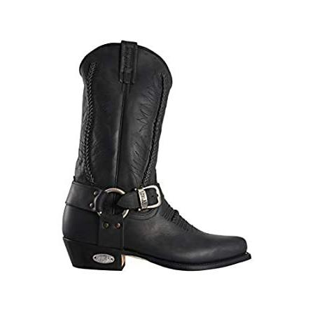 新品 Loblan 2476 Black Waxy Leather Cowboy Boots Made Wester Unisex 海外最新 Hand 超特価SALE開催 Classic