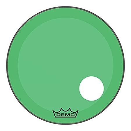 【楽天カード分割】 P3 Powerstroke ［新品］Remo Colortone Hole Offset 5" 24", Drumhead, Bass Green その他金物、部品