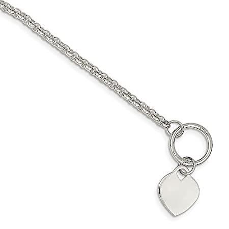 高速配送 925 ［新品］Solid Sterling 13mm) = (Width 7.5" Bracelet Charm Toggle Heart Silver ブレスレット