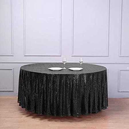 ［新品］BalsaCircle 120-Inch Black Sequin Round Tablecloth for Wedding Party Cake D