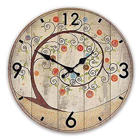 激安単価で ［新品］12インチ サイレントクォーツ 木製壁掛け時計 カチッとしないデジタル時計 ドリームツリープリント 木製壁掛け時計 自宅 オフィス 学校用 掛け時計、壁掛け時計