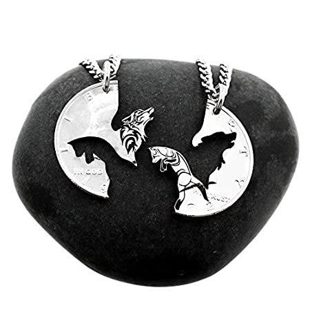 人気ショップ Animal Necklaces, Couples Fox and Wolf Howling ［新品］NameCoins Jewelry, W and Fox ネックレス、ペンダント