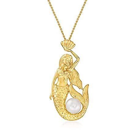 【★安心の定価販売★】 8.5-9mm ［新品］Ross-Simons Cultured Ov Gold 18kt in Necklace Pendant Mermaid Pearl チョーカー