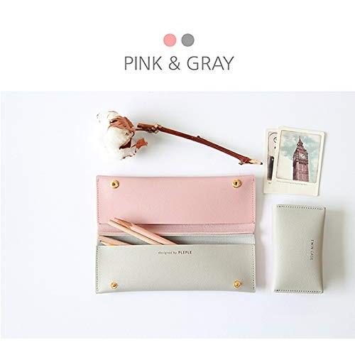 ツインペンケース シンプル モダン ポーチ ペンケース 筆箱 文房具 ポーチ バッグ 女性の化粧品 ピンク グレー Pink Grey S 01 Aobashop 通販 Yahoo ショッピング