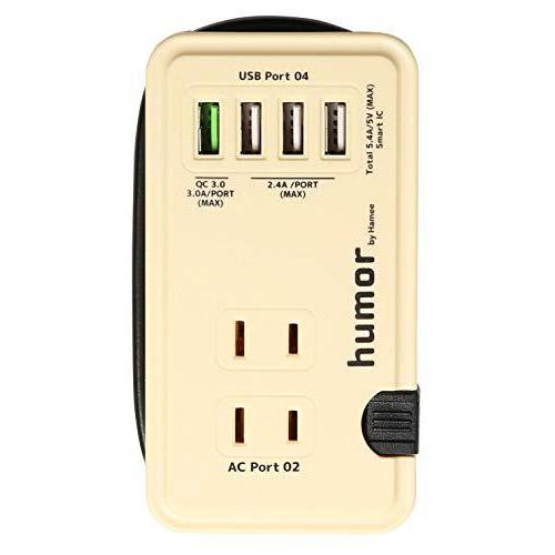 humor 充電器 acアダプター USB 4ポート 電源タップ [クリームホワイト]