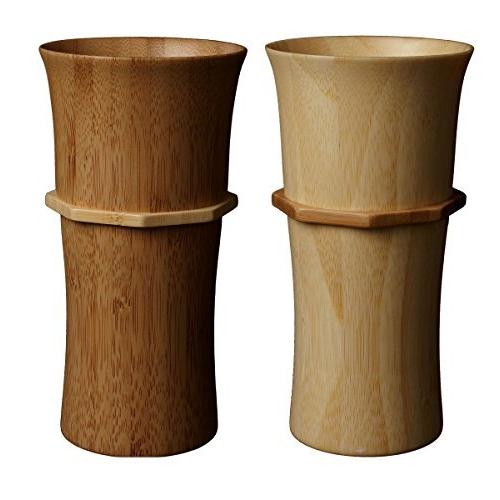 RIVERET リヴェレット タンブラー L 250ml ペア セット 竹製 食洗機対応 ホワイト/ブラウン RV-104LWLB