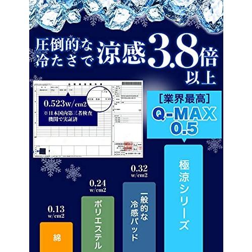 極涼 敷きパッド 接触冷感 QMAX0.5 夏 ひんやり 抗菌 涼感 クール 吸水速乾 丸洗い tobest ブルー セミダブル 120x205cm｜aobashop｜05