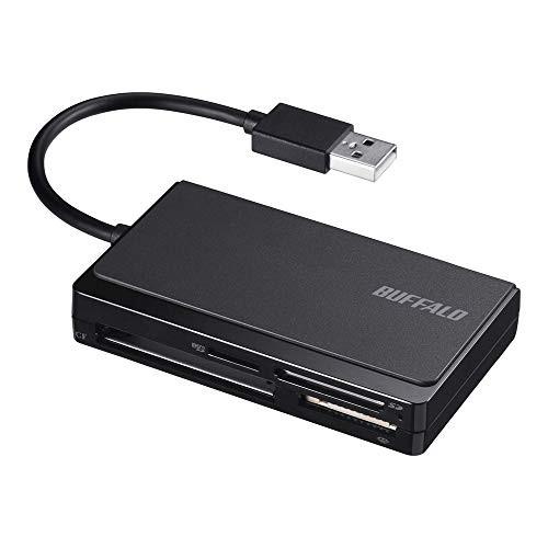 BUFFALO USB2.0 マルチカードリーダー ケーブル収納モデル ブラック BSCR308U2BK｜aobashop