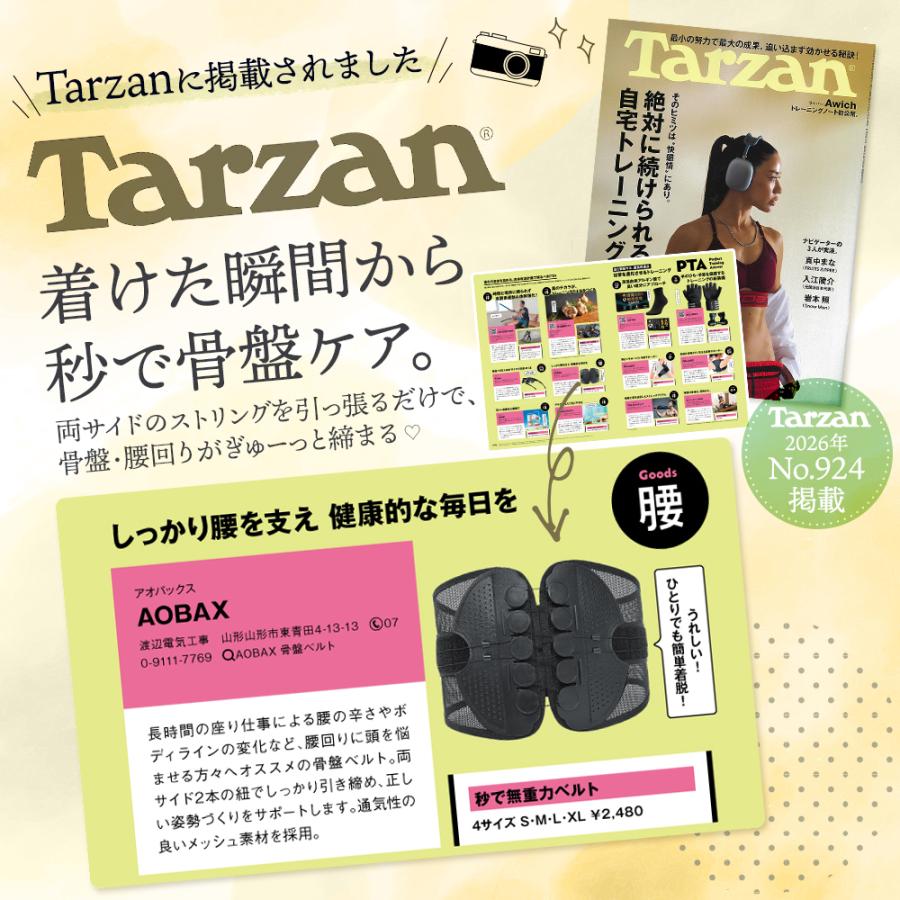 Tarzan掲載モデル 骨盤ベルト 腰ベルト 骨盤 腰サポート 腰サポーター