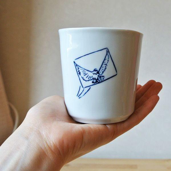 販売終了■マグカップ 鳩 Lサイズ HATO Departure letter クリア ホワイト マルチカップ ハト 1万円以上送料無料 クリックポスト不可 |  | 03