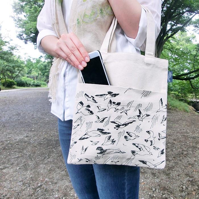 販売終了■トートバッグ カモメ マザーネイチャー mother nature かもめ シーガル 外ポケット付 送料200円 1万円以上送料無料 |  | 09