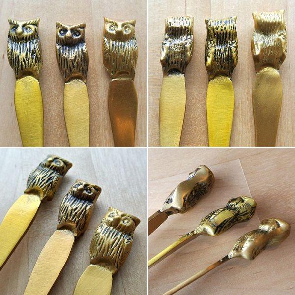 販売終了■カトラリー3本セット フクロウ ブラスカトラリーオウル ふくろう アンティークゴールド 真鍮 送料200円 1万円以上送料無料 |  | 02