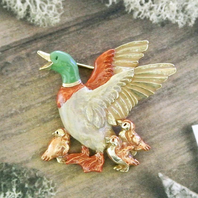 販売終了□ブローチ カモ親子 Palnart Poc パルナートポック 鴨 PB120