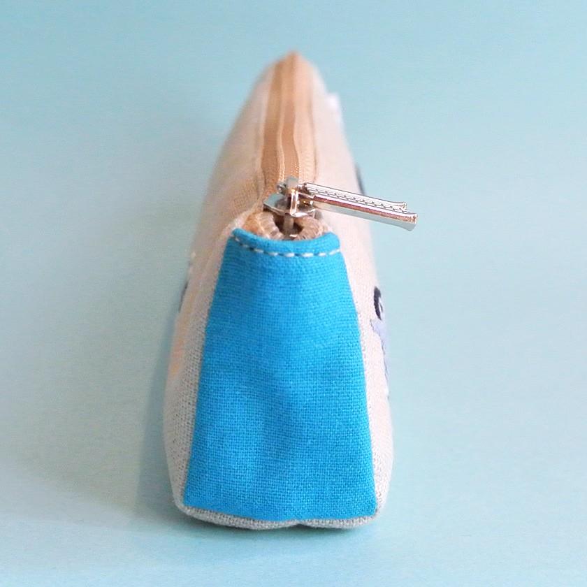 ペンケース ペンギン親子 ポーチ ハンドメイド 手刺繍 ベトナム 送料