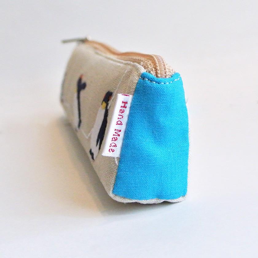 ペンケース ペンギン親子 ポーチ ハンドメイド 手刺繍 ベトナム