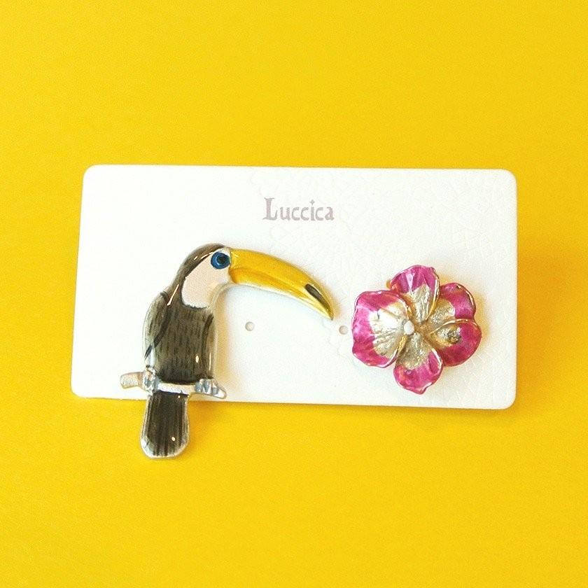 販売終了■ピアス オオハシ トゥカン ハイビスカス 花 ルチカ Luccica アクセサリー LU-1704-24 送料200円 1万円以上送料無料｜aodama-zakka