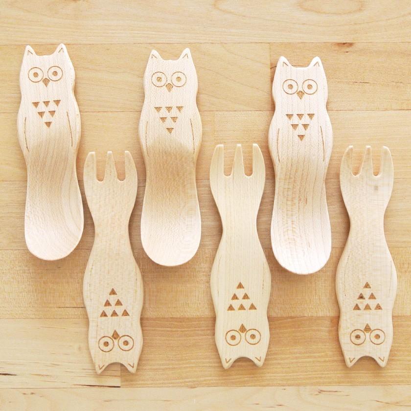販売終了■おやつスプーン フクロウ（メープル） 木製 ふくろう 割れない 子供 アイススプーン デザートスプーン 送料200円 1万円以上送料無料 |  | 15