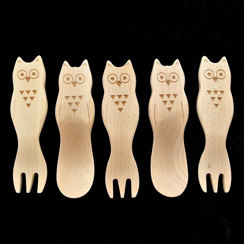 販売終了■おやつスプーン フクロウ（メープル） 木製 ふくろう 割れない 子供 アイススプーン デザートスプーン 送料200円 1万円以上送料無料 |  | 16