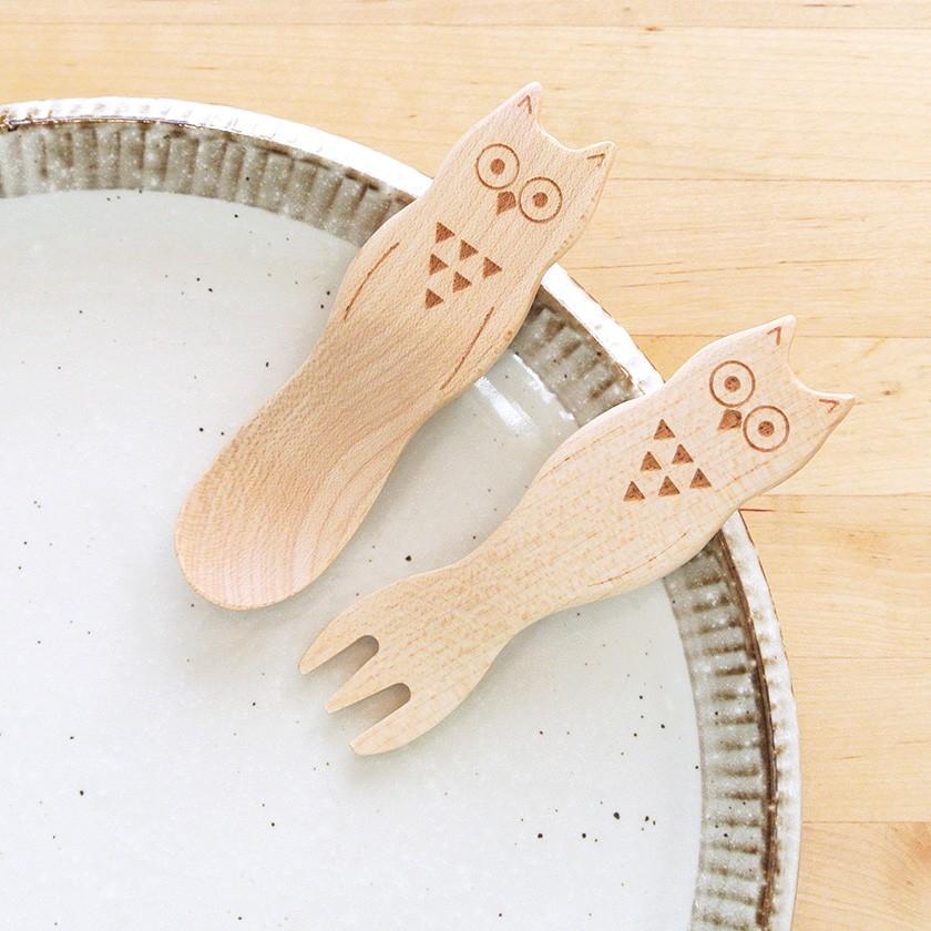 販売終了■おやつスプーン フクロウ（メープル） 木製 ふくろう 割れない 子供 アイススプーン デザートスプーン 送料200円 1万円以上送料無料 |  | 17