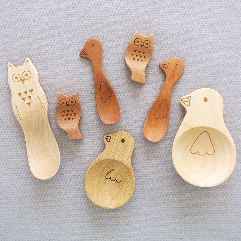 販売終了■おやつスプーン フクロウ（メープル） 木製 ふくろう 割れない 子供 アイススプーン デザートスプーン 送料200円 1万円以上送料無料 |  | 19