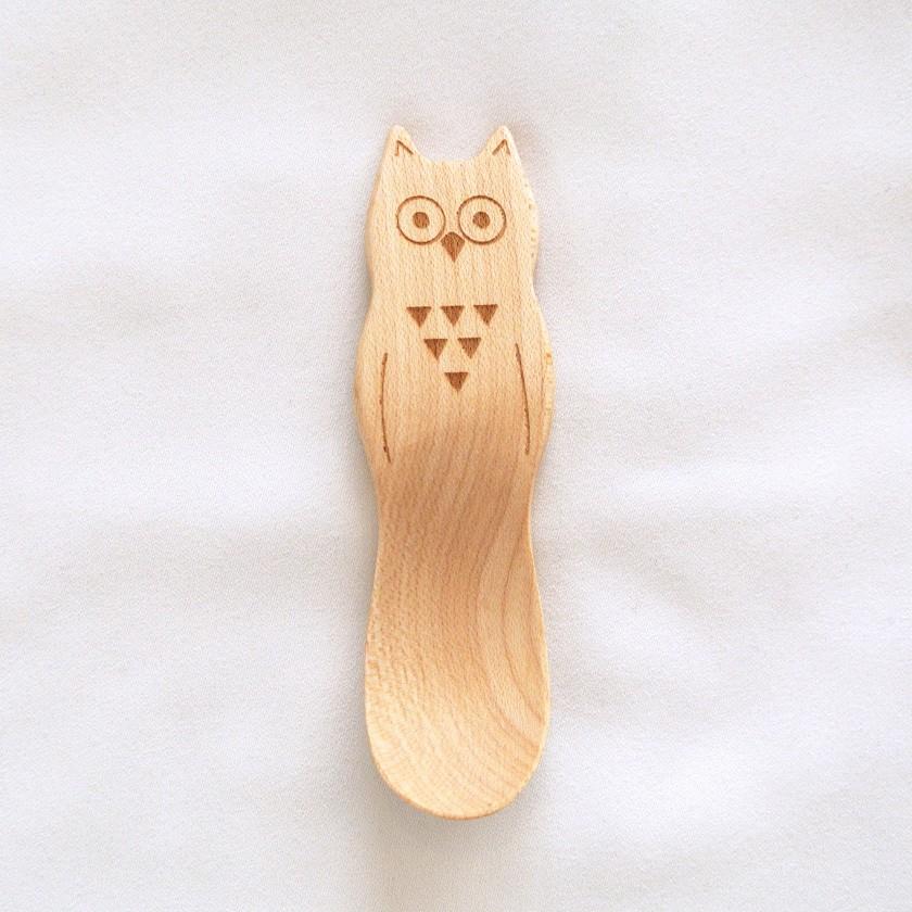 販売終了■おやつスプーン フクロウ（メープル） 木製 ふくろう 割れない 子供 アイススプーン デザートスプーン 送料200円 1万円以上送料無料 |  | 05