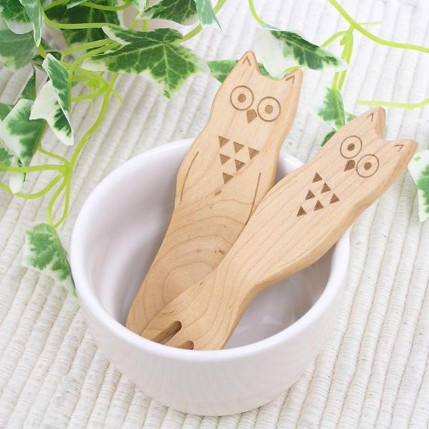 販売終了■おやつスプーン フクロウ（メープル） 木製 ふくろう 割れない 子供 アイススプーン デザートスプーン 送料200円 1万円以上送料無料 |  | 07