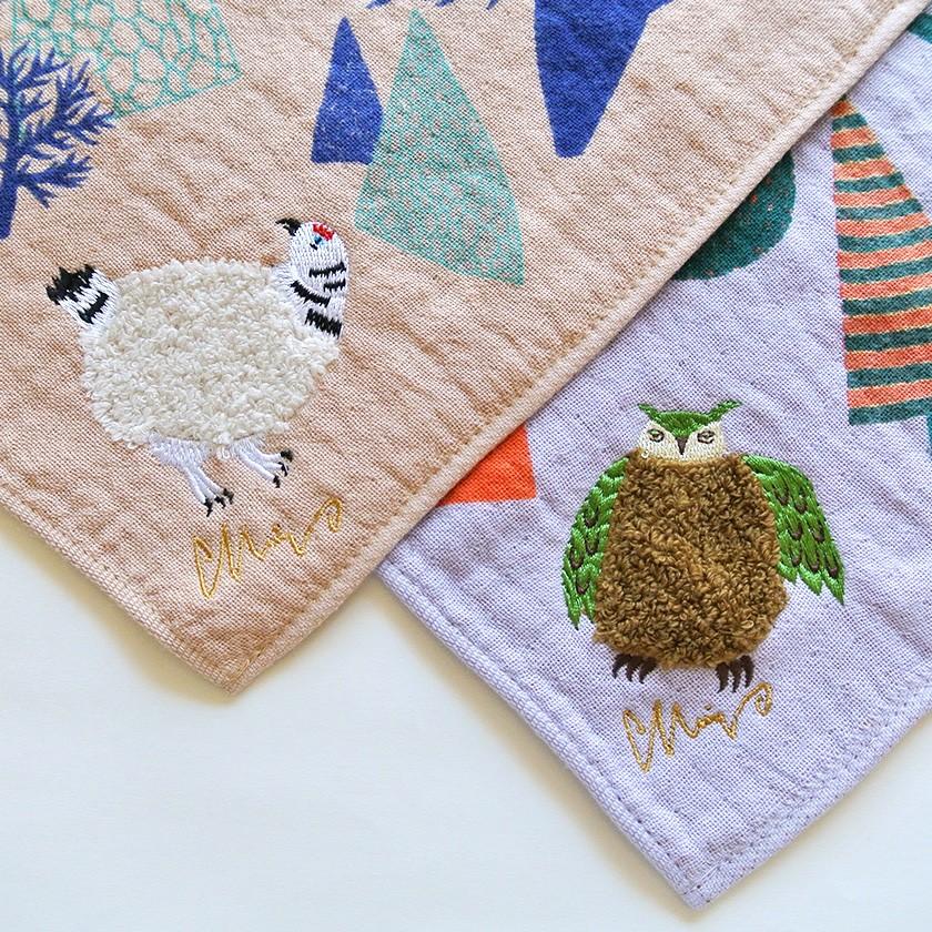 ハンカチ 雷鳥 moritaMiW ライチョウ ガーゼ パイル モコモコドウブツ