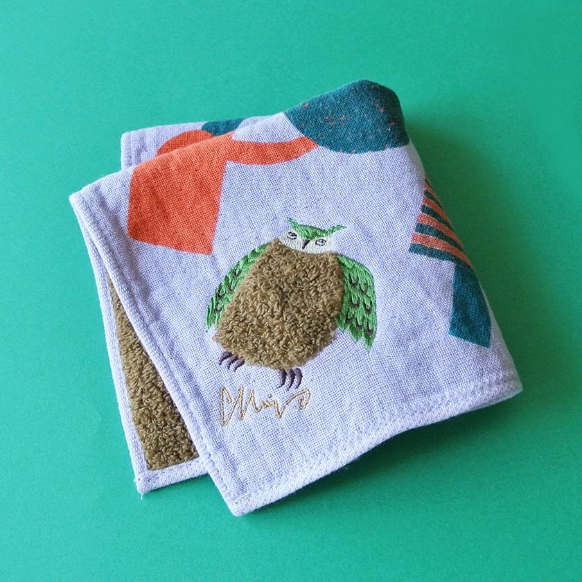 ハンカチ フクロウ moritaMiW ミミズク ガーゼ パイル モコモコドウブツハンカチ ふくろう 送料200円 1万円以上送料無料 |  | 08