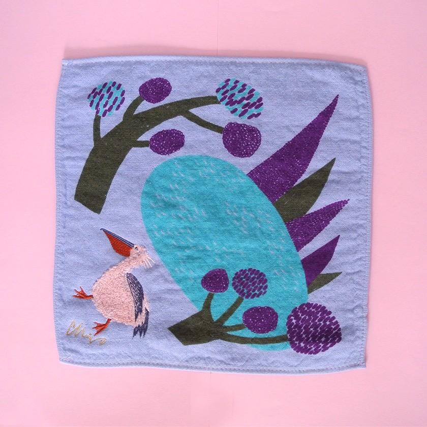 ハンカチ 湖畔ペリカン moritaMiW ガーゼパイルハンカチ モコモコドウブツハンカチ 綿100% 刺繍 送料200円 1万円以上送料無料 |  | 11