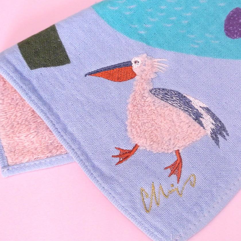 ハンカチ 湖畔ペリカン moritaMiW ガーゼパイルハンカチ モコモコドウブツハンカチ 綿100% 刺繍 送料200円 1万円以上送料無料 |  | 12