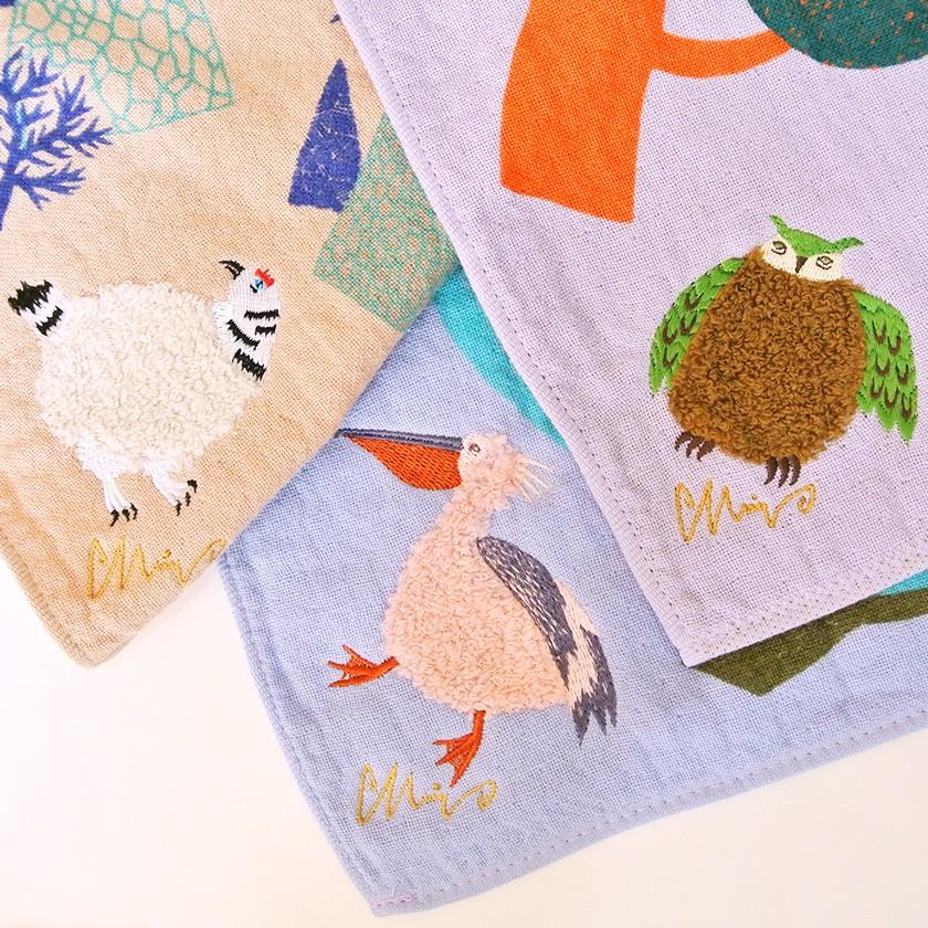 ハンカチ 湖畔ペリカン moritaMiW ガーゼパイルハンカチ モコモコドウブツハンカチ 綿100% 刺繍 送料200円 1万円以上送料無料 |  | 15