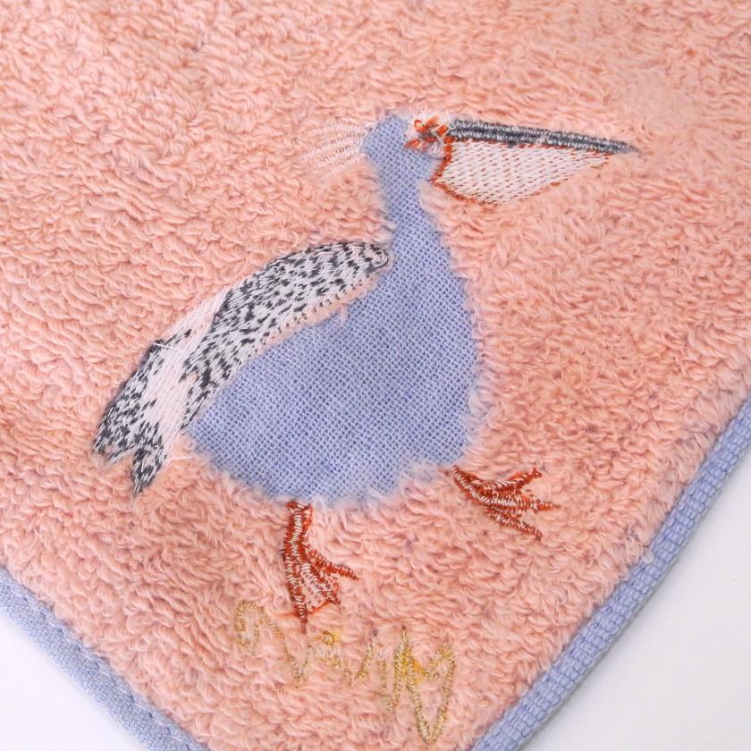 ハンカチ 湖畔ペリカン moritaMiW ガーゼパイルハンカチ モコモコドウブツハンカチ 綿100% 刺繍 送料200円 1万円以上送料無料 |  | 04