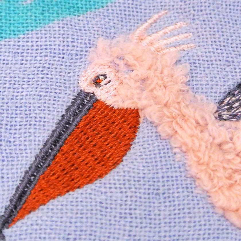 ハンカチ 湖畔ペリカン moritaMiW ガーゼパイルハンカチ モコモコドウブツハンカチ 綿100% 刺繍 送料200円 1万円以上送料無料 |  | 05