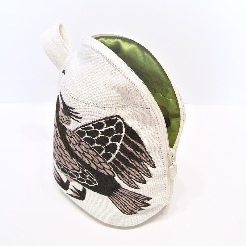 マチつきポーチ 川ほとりのニンマリのウたち moritaMiW 綿100% 川鵜 送料200円 1万円以上送料無料 |  | 01