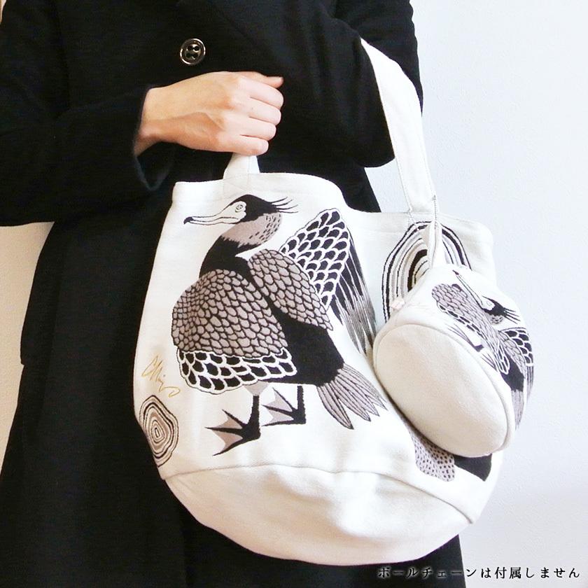 マチつきポーチ 川ほとりのニンマリのウたち moritaMiW 綿100% 川鵜 送料200円 1万円以上送料無料 |  | 03