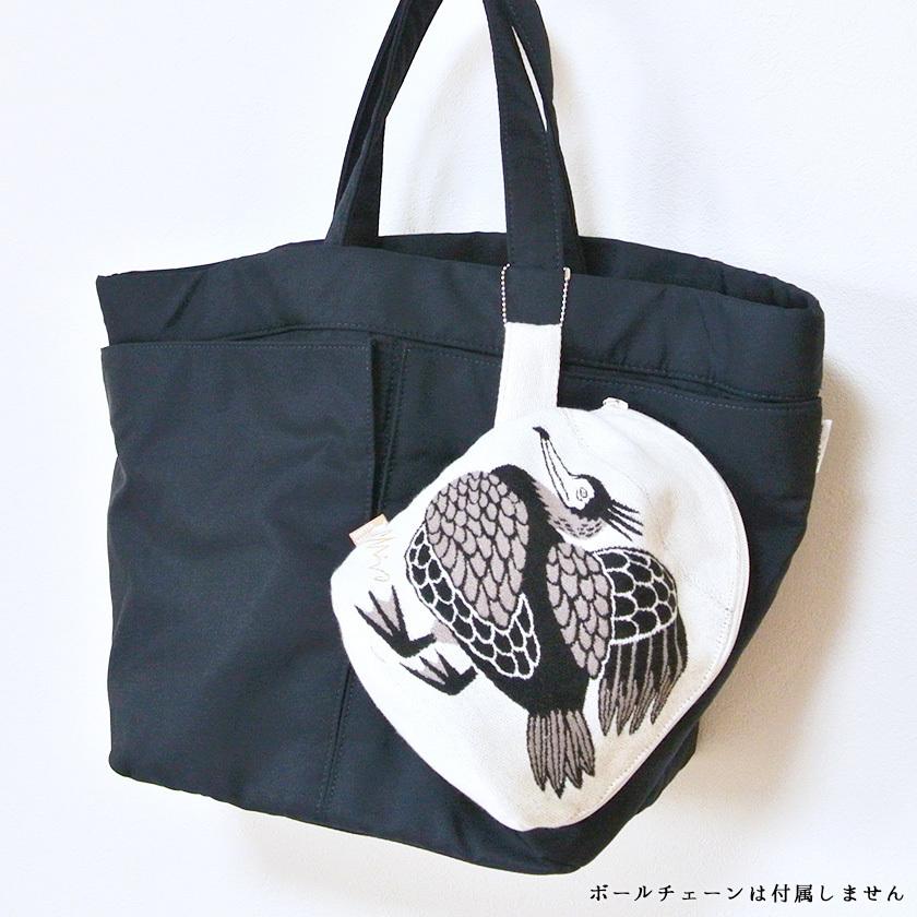 マチつきポーチ 川ほとりのニンマリのウたち moritaMiW 綿100% 川鵜 送料200円 1万円以上送料無料 |  | 04