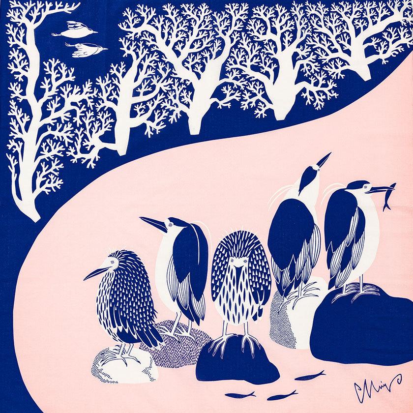 風呂敷 夜の川のゴイサギたち moritaMiW 鷺 ふろしき 送料200円 1万円以上送料無料 |  | 18