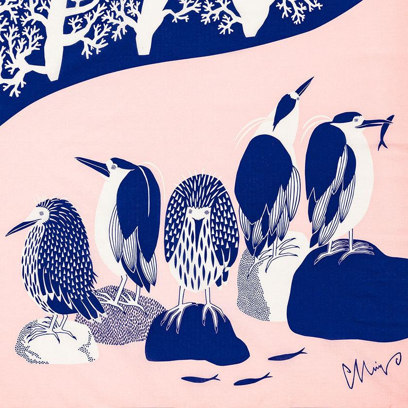 風呂敷 夜の川のゴイサギたち moritaMiW 鷺 ふろしき 送料200円 1万円以上送料無料 |  | 09