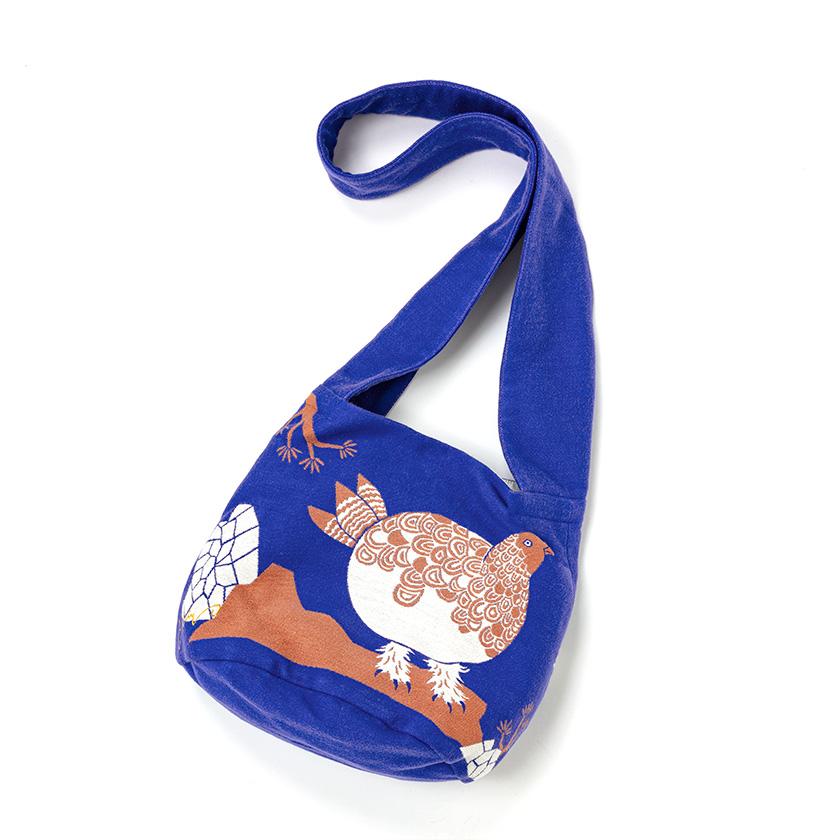 再入荷 ショルダーバッグ 雷鳥 moritaMiW 綿100% 春に呼ぶツガイライチョウ 送料200円 1万円以上送料無料 | 