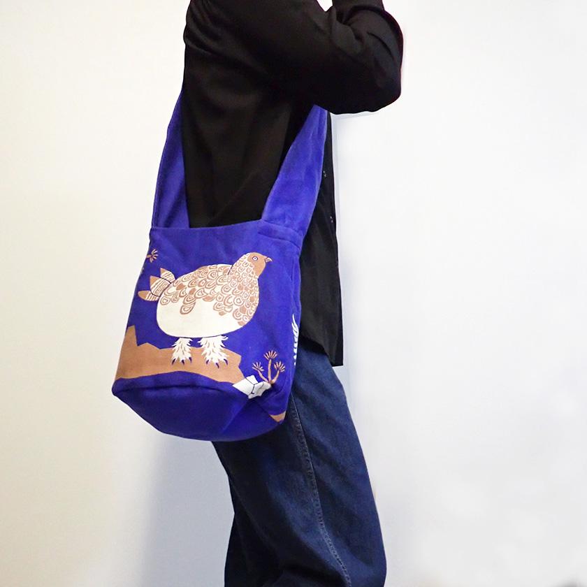 再入荷 ショルダーバッグ 雷鳥 moritaMiW 綿100% 春に呼ぶツガイライチョウ 送料200円 1万円以上送料無料 |  | 02