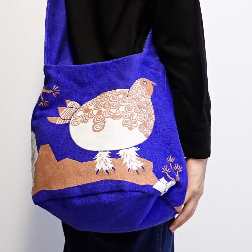 再入荷 ショルダーバッグ 雷鳥 moritaMiW 綿100% 春に呼ぶツガイライチョウ 送料200円 1万円以上送料無料 |  | 04