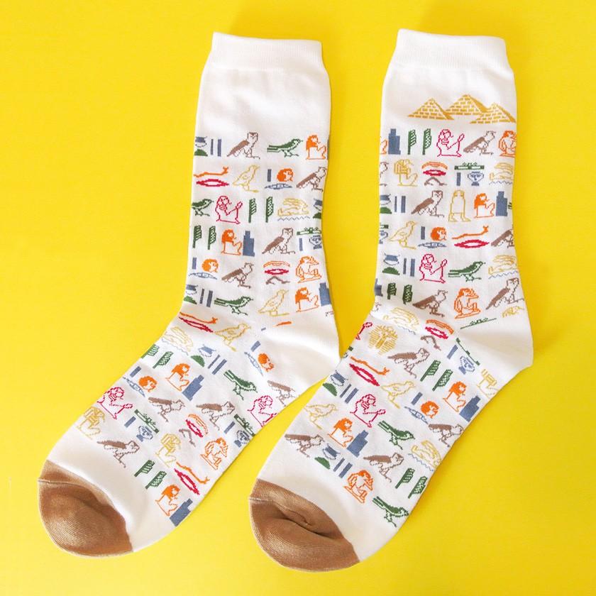靴下 古代エジプト学 フクロウ 22-25cm GARAPAGO SOCKS ヒエログリフ 