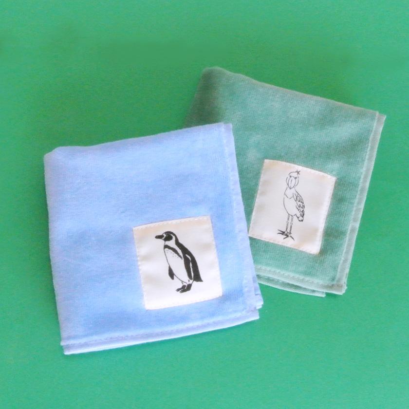 ハンカチ ペンギン ブルー タオルハンカチ 綿100% 送料200円 1万