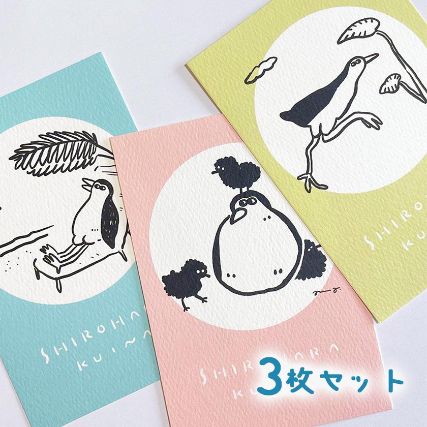 ポストカード 3枚セット シロハラクイナ ハマダ豆丸 送料200円 1万円