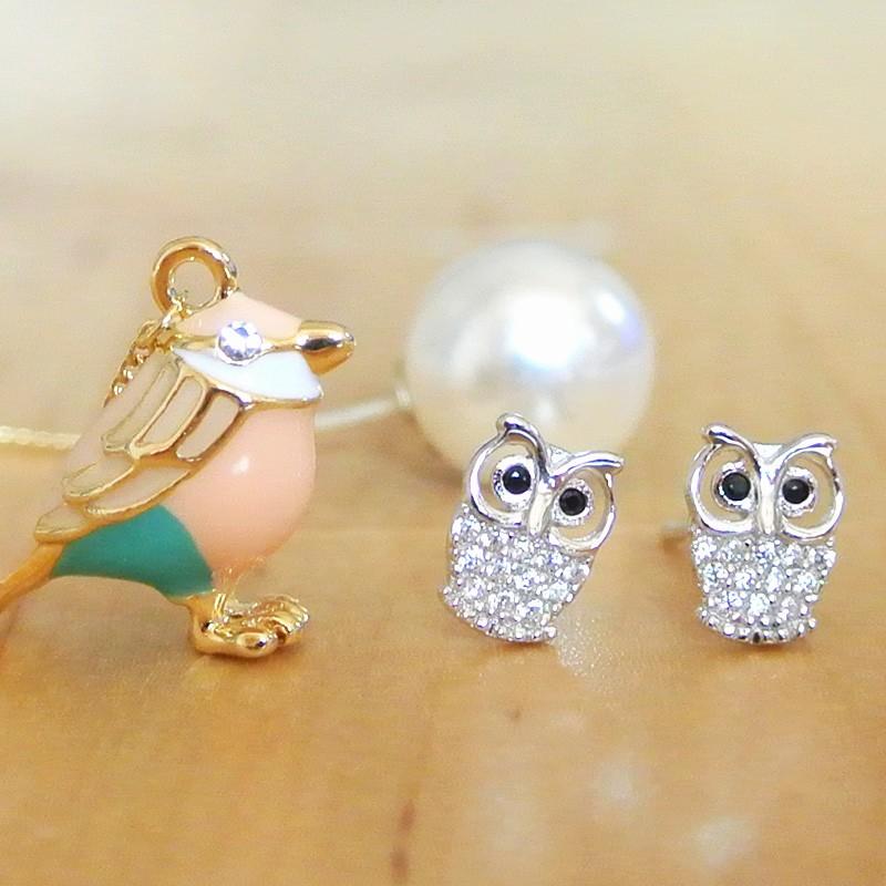 販売終了■ロングピアス ピンクの小鳥 揺れる パールキャッチ シルバー925 送料200円 1万円以上送料無料 |  | 15